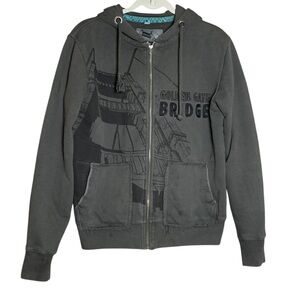 Golden Gate Bridge Dream Big Unique Distressed Streetwear Zip Up Hoodie Sz XS